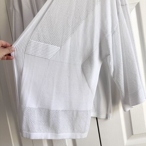 Andrea Jovine Cardigan Women's Size XL White Open Front Side Slits - Picture 4 of 9